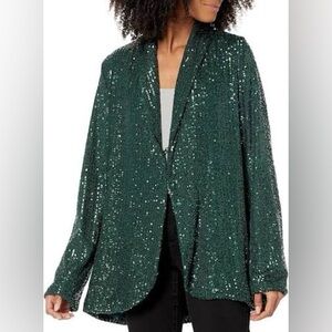 Show Me Your MuMu Emerald green Sequin Blazer sz L